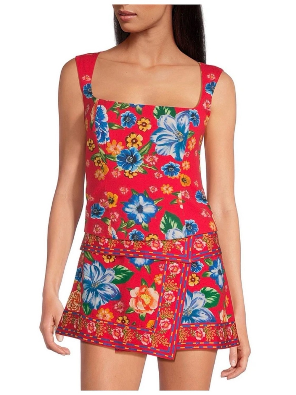 Chelsea & Violet Red Floral Mini Skirt Set